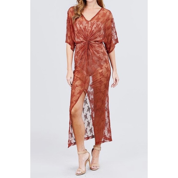 Active USA Other - Active USA - Small- Sheer lace kimono style cover up with slit